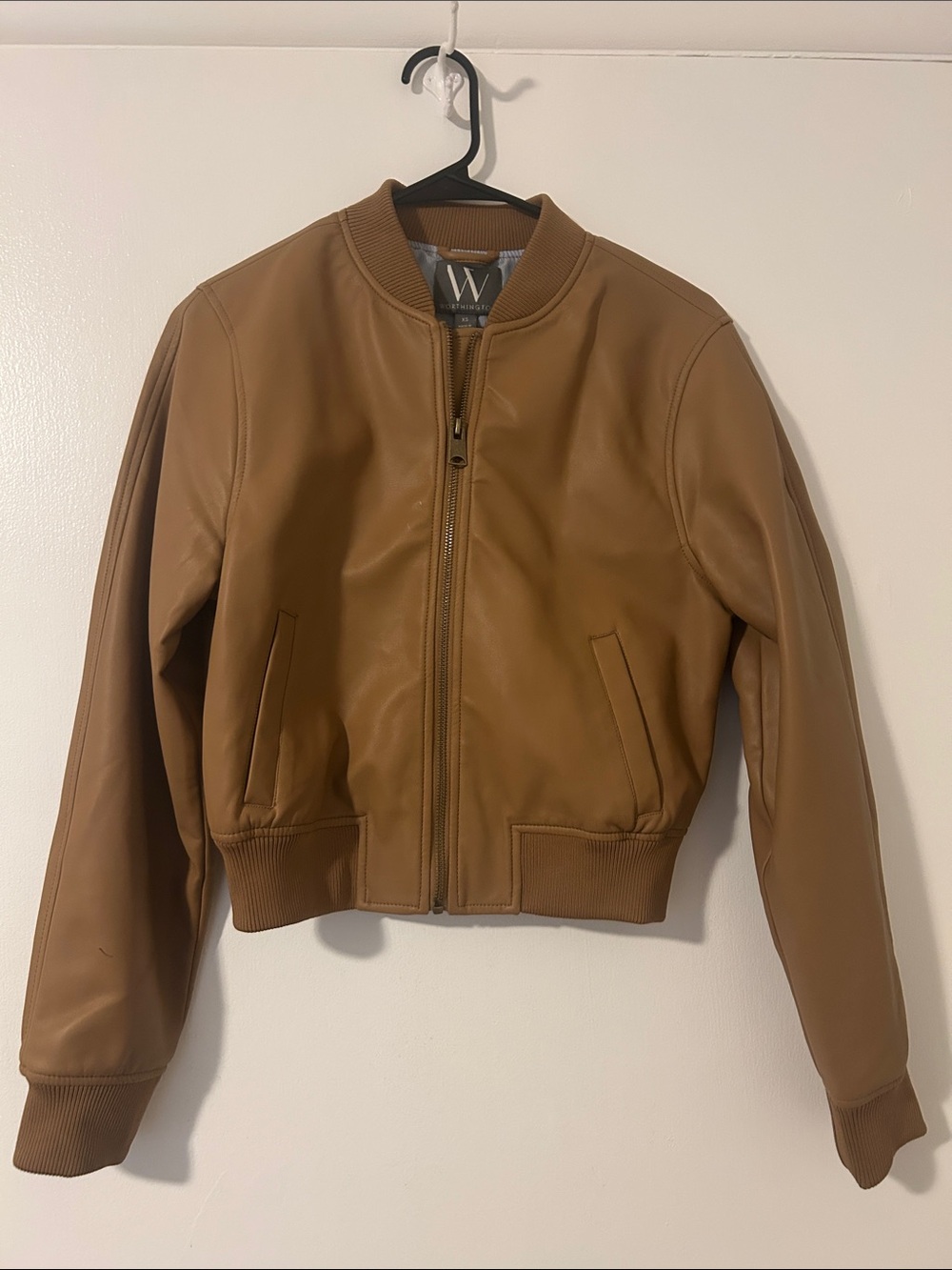 W by Worth Tan Cropped Bomber Jacket